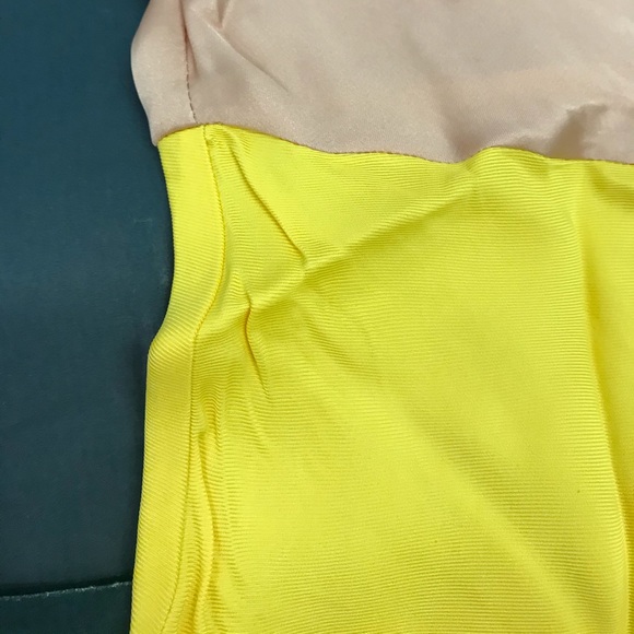 Zara Satin Effect Slit Yellow Nude Colorblock Slip Cami Midi Maxi Dress - Picture 13 of 15